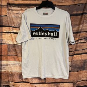 A4 T-Shirt Adult White M Volleyball Graphic Performance Tee Set Goals High